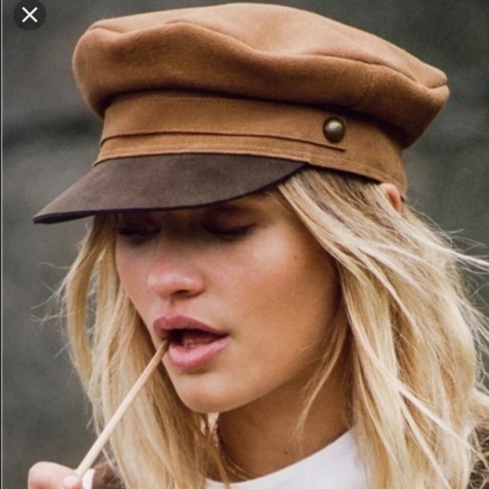 Lack Of Color LOLA Two-Tone Brown Suede Baker Boy Cap Size S